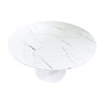 Tραπέζι Balou mdf σε λευκή απόχρωση με όψη μαρμάρου Φ120x73εκ