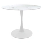 Tραπέζι Balou mdf σε λευκή απόχρωση με όψη μαρμάρου Φ120x73εκ