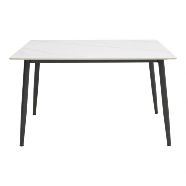 Τραπέζι Gustas  λευκό μαρμάρου sintered stone-μαύρο μέταλλο 120x80x76εκ