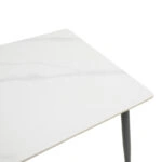 Τραπέζι Gustas  λευκό μαρμάρου sintered stone-μαύρο μέταλλο 120x80x76εκ