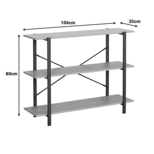 Επιδαπέδια ραφιέρα Nebranzo σε oak απόχρωση με μαύρο μέταλλο 106x35x80εκ