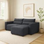 Silver Γωνιακός Καναπές Κρεβάτι με Αναστρέψιμη Γωνία Σκούρο Μπλε 245x148x94cm