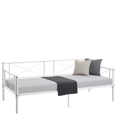 Καναπές Κρεβάτι ArteLibre CIMARRON Λευκό Μέταλλο Για Στρώμα 90x190cm