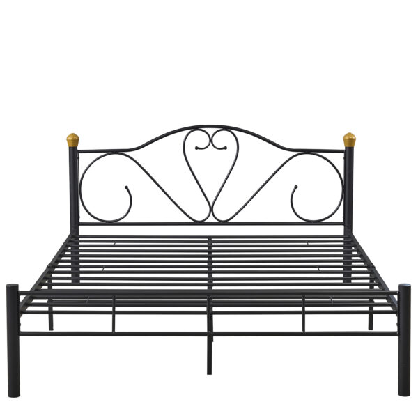 Κρεβάτι Υπέρδιπλο ArteLibre MOONRISE Μαύρο Μέταλλο Για Στρώμα 160x200cm