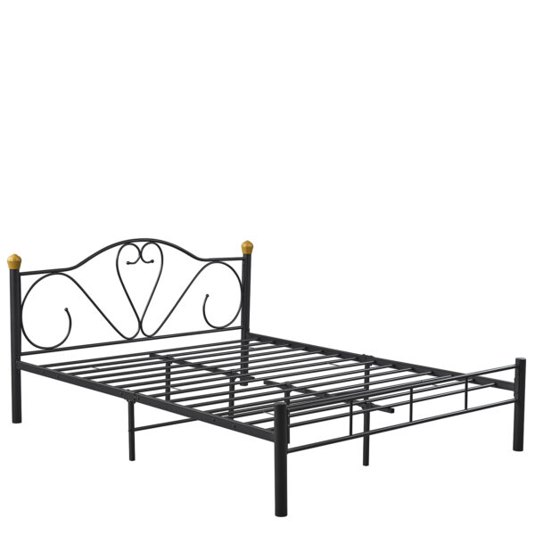 Κρεβάτι Υπέρδιπλο ArteLibre MOONRISE Μαύρο Μέταλλο Για Στρώμα 160x200cm