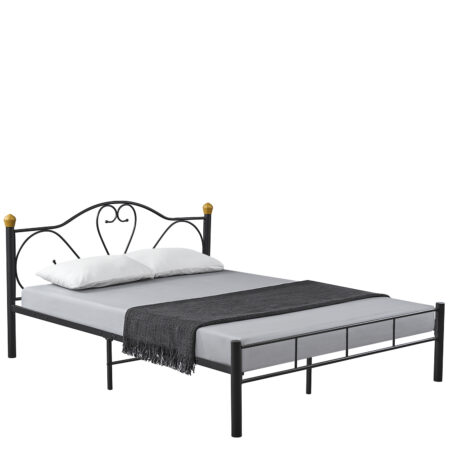 Κρεβάτι Υπέρδιπλο ArteLibre MOONRISE Μαύρο Μέταλλο Για Στρώμα 160x200cm