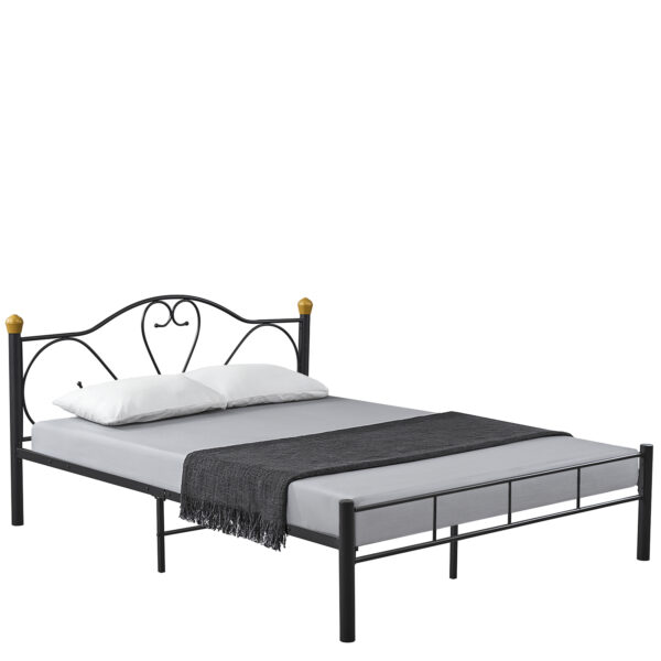 Κρεβάτι Υπέρδιπλο ArteLibre MOONRISE Μαύρο Μέταλλο Για Στρώμα 160x200cm