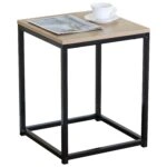 Βοηθητικό Τραπεζάκι ArteLibre QUENLEY Δρυς/Μαύρο Μοριοσανίδα/Μέταλλο 40x40x50.1cm