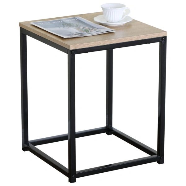Βοηθητικό Τραπεζάκι ArteLibre QUENLEY Δρυς/Μαύρο Μοριοσανίδα/Μέταλλο 40x40x50.1cm
