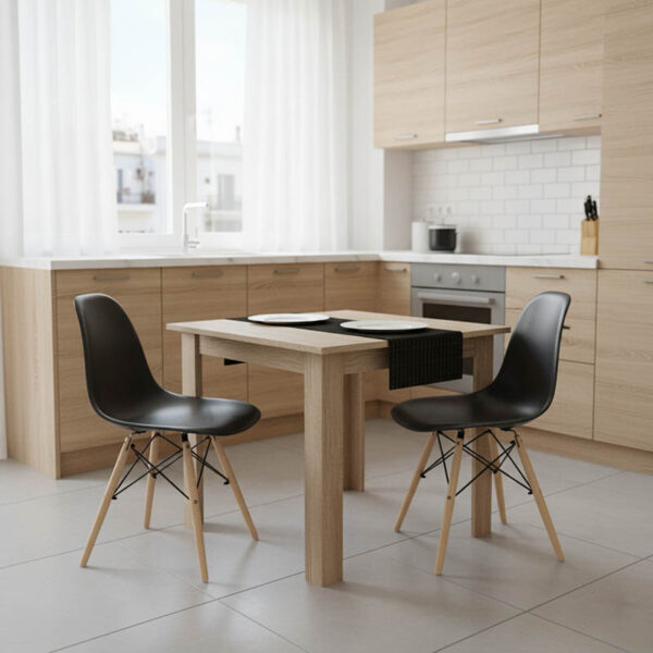 Τραπεζαρία Manka I-Julita  σετ 3τεμ σε sonoma-μαύρη απόχρωση 80x80x77εκ