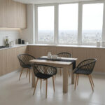 Τραπεζαρία Manka-Ezra σετ 5τεμ σε sonoma-μαύρη απόχρωση 110x80x77εκ