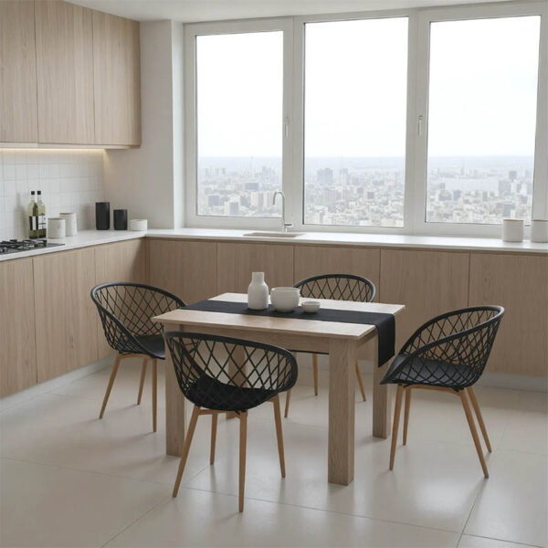 Τραπεζαρία Manka-Ezra σετ 5τεμ σε sonoma-μαύρη απόχρωση 110x80x77εκ