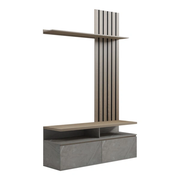 Σύνθετο σαλονιού Perlento σε μπεζ μαρμάρου με sonoma απόχρωση 140x41x219.5εκ