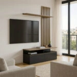 Σύνθετο σαλονιού Perlento  σε μαύρο με sonoma απόχρωση 140x41x219.5εκ