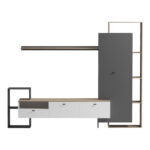 Σύνθετο σαλονιού Ferefia  σε sonoma με λευκή και ανθρακί απόχρωση 240x45.5x189.5εκ