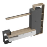 Σύνθετο σαλονιού Ferefia  σε sonoma με λευκή και ανθρακί απόχρωση 240x45.5x189.5εκ