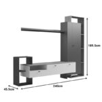 Σύνθετο σαλονιού Ferefia  σε sonoma με λευκή και ανθρακί απόχρωση 240x45.5x189.5εκ