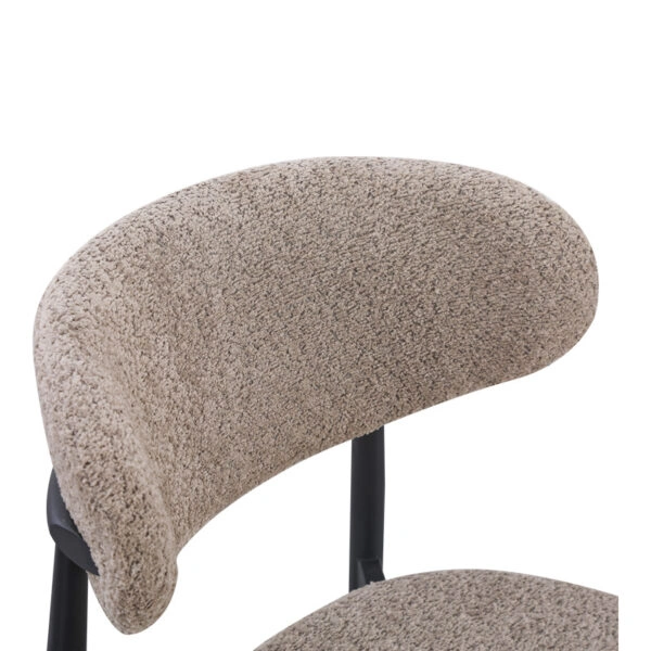 Καρέκλα Folegio  μπουκλέ σε γκρι απόχρωση με μαύρα πόδια 50x57x79.5εκ