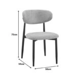 Καρέκλα Folegio  μπουκλέ σε γκρι απόχρωση με μαύρα πόδια 50x57x79.5εκ