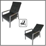 Artekko Alu Ανακλινόμενη Πολυθρόνα με Γκρι Σκελετό Αλουμινίου και Γκρι Μαξιλάρια (60x87x103)cm