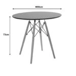 Τραπέζι Julita  MDF μαυρο-πόδια σε φυσική απόχρωση Φ80x73εκ