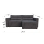 Silver Γωνιακός Καναπές Κρεβάτι με Αναστρέψιμη Γωνία Σκούρο Μπλε 245x148x94cm