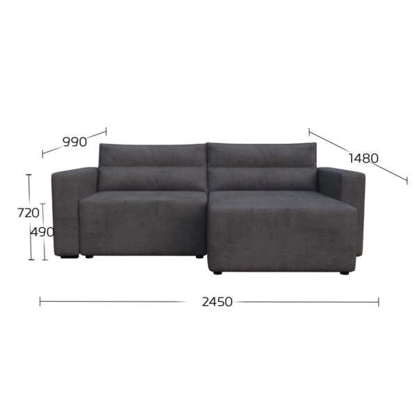 Silver Γωνιακός Καναπές Κρεβάτι με Αναστρέψιμη Γωνία Σκούρο Μπλε 245x148x94cm