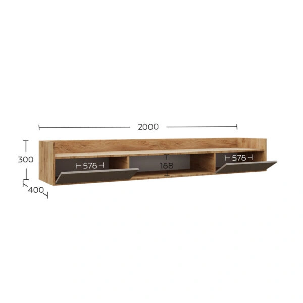 Σύνθεση τηλεόρασης Callisto Χρυσό Δρυς-Γκρεζ 200x40x180cm