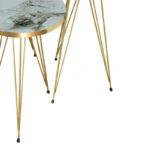 Βοηθητικά τραπέζια Wakmi  σετ 3τεμ λευκό μπεζ μαρμάρου μελαμίνης-χρυσό μέταλλο