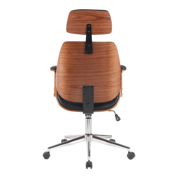 Καρέκλα γραφείου διευθυντή Fetseno  μαύρο pu-βάση χρωμίου 53x56x113.5-123.5εκ