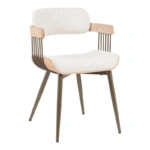 Πολυθρόνα Cameo  μέταλλο μπρονζέ-white-wash ξύλο-μπέζ ύφασμα 53x49.5x75.5εκ