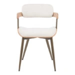 Πολυθρόνα Cameo  μέταλλο μπρονζέ-white-wash ξύλο-μπέζ ύφασμα 53x49.5x75.5εκ