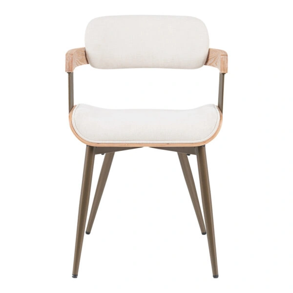 Πολυθρόνα Cameo  μέταλλο μπρονζέ-white-wash ξύλο-μπέζ ύφασμα 53x49.5x75.5εκ