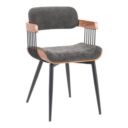 Πολυθρόνα Cameo  μέταλλο μαύρο-καρυδί ξύλο-ανθρακί ύφασμα 53x49.5x75.5εκ