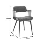 Πολυθρόνα Cameo  μέταλλο μαύρο-καρυδί ξύλο-ανθρακί ύφασμα 53x49.5x75.5εκ