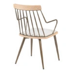 Πολυθρόνα Posse  μέταλλο μπρονζέ-white wash ξύλο-μπεζ ύφασμα 52x59x83εκ