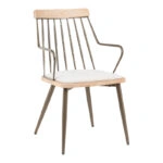 Πολυθρόνα Posse  μέταλλο μπρονζέ-white wash ξύλο-μπεζ ύφασμα 52x59x83εκ