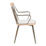 Πολυθρόνα Posse  μέταλλο μπρονζέ-white wash ξύλο-μπεζ ύφασμα 52x59x83εκ