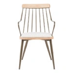 Πολυθρόνα Posse  μέταλλο μπρονζέ-white wash ξύλο-μπεζ ύφασμα 52x59x83εκ