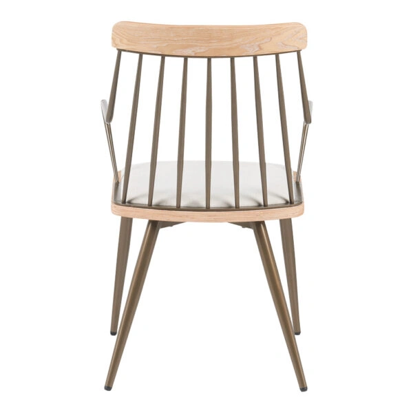 Πολυθρόνα Posse  μέταλλο μπρονζέ-white wash ξύλο-μπεζ ύφασμα 52x59x83εκ