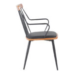 Πολυθρόνα Posse  μέταλλο μαύρο-καρυδί ξύλο-μαύρο pu 52x59x83εκ