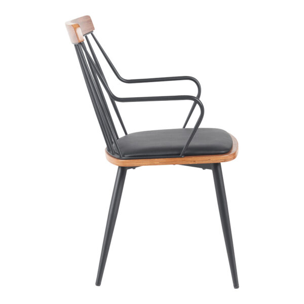 Πολυθρόνα Posse  μέταλλο μαύρο-καρυδί ξύλο-μαύρο pu 52x59x83εκ