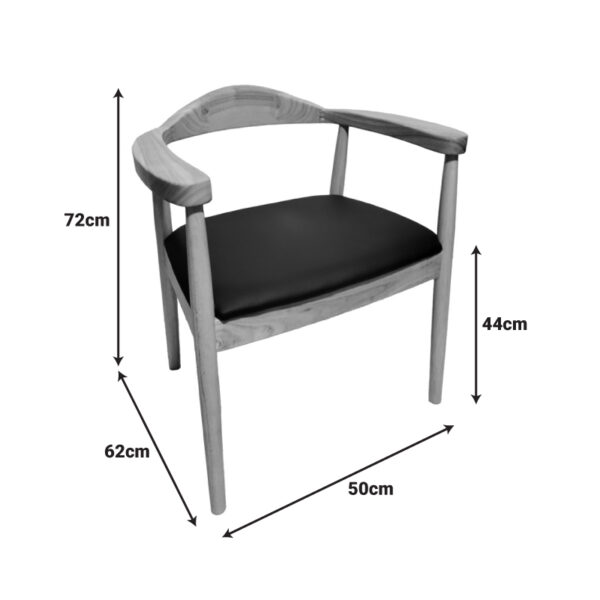 Πολυθρόνα Joube rubberwood σε φυσική απόχρωση με μαύρο pu μαξιλάρι 59x48x73εκ