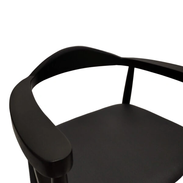 Πολυθρόνα Joube  rubberwood σε μαύρη απόχρωση με μαύρο pu μαξιλάρι 59x48x73εκ