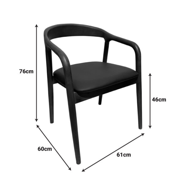 Πολυθρόνα Hogie rubberwood καρυδί- μαύρο pu μαξιλάρι 61x60x76εκ