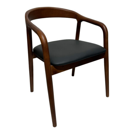 Πολυθρόνα Hogie rubberwood καρυδί- μαύρο pu μαξιλάρι 61x60x76εκ