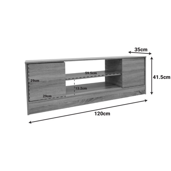 Έπιπλο τηλεόρασης Sasa  σε oak-ανθρακί απόχρωση 120x35x41.5εκ