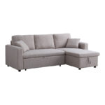 Γωνιακός αναστρέψιμος καναπές κρεβάτι Kamore με αποθηκευτικό χώρο μπεζ ύφασμα 223x146x85εκ