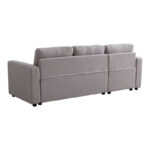 Γωνιακός αναστρέψιμος καναπές κρεβάτι Kamore με αποθηκευτικό χώρο μπεζ ύφασμα 223x146x85εκ