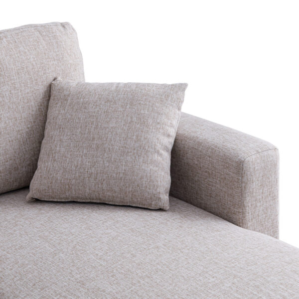 Γωνιακός αναστρέψιμος καναπές κρεβάτι Kamore με αποθηκευτικό χώρο μπεζ ύφασμα 223x146x85εκ